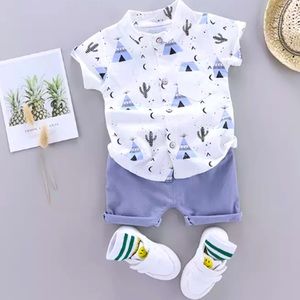 2 piece shirt and short set in light blue